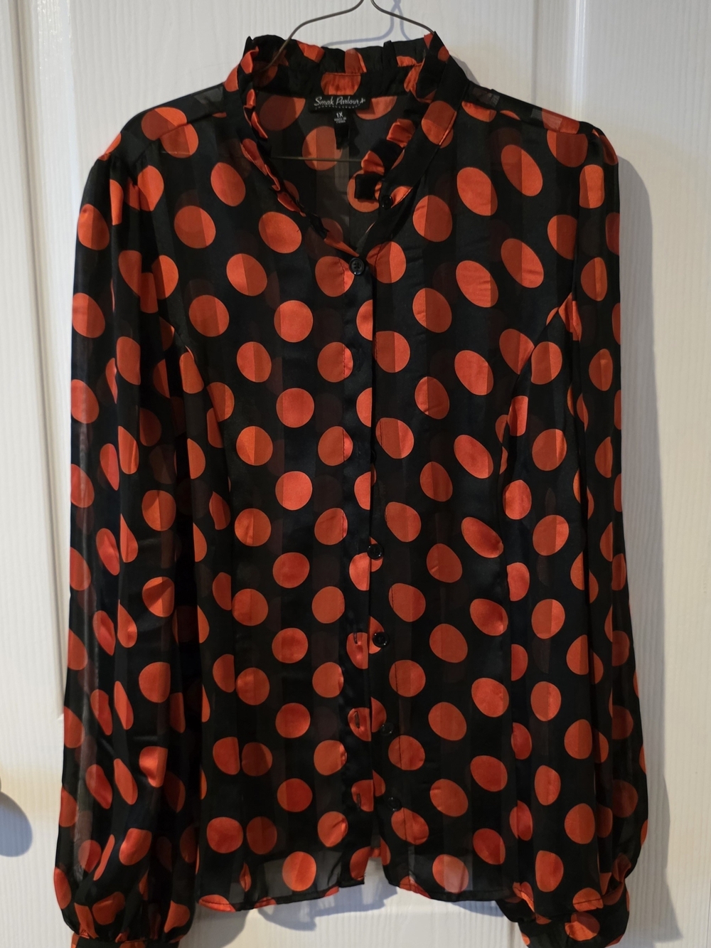 Black Blouse with Red Polka Dots